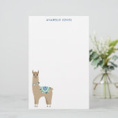 Cute Llama Persoonlijk Briefpapier (Staand voorkant)