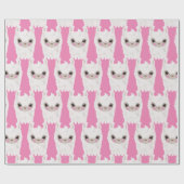 Cute Llama Pink Cadeaupapier (Vlak)