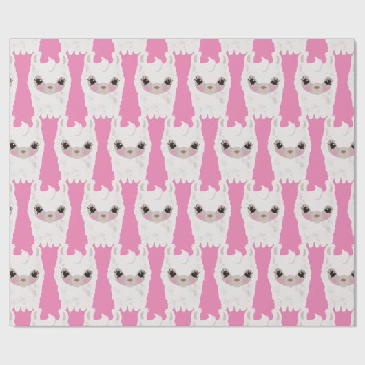 Cute Llama Pink Cadeaupapier (Vlak)