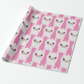 Cute Llama Pink Cadeaupapier (Uitgerold)