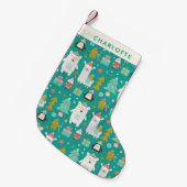 Cute Llama Polar Beer Penguin Pattern Personalized Kleine Kerstsok (Voorkant (Hangend))