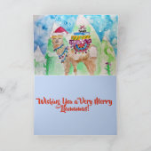 Cute Llama Prettige feestdagen Art Kerstmis Kaart (Binnen)