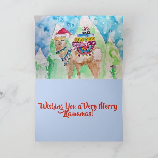 Cute Llama Prettige feestdagen Art Kerstmis Kaart (Binnen)