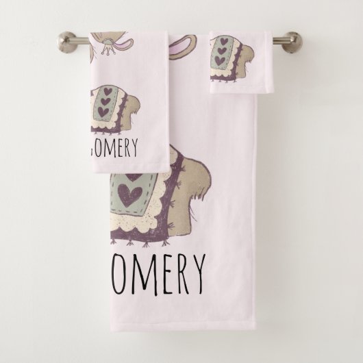 Cute Llama Princess Wearing a Crown Bad Handdoek (Insitu)