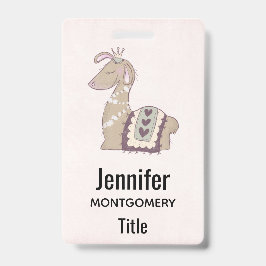 Cute Llama Princess Wearing a Crown Badge