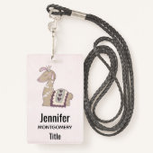 Cute Llama Princess Wearing a Crown Badge (Achterkant met draagriem)