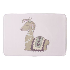 Cute Llama Princess Wearing a Crown Badmat