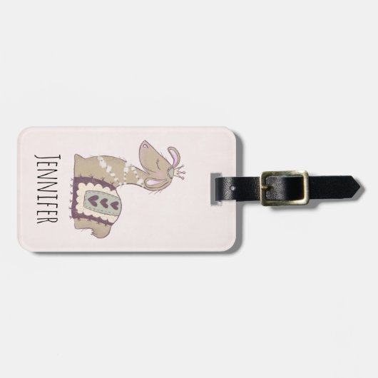 Cute Llama Princess Wearing a Crown Bagagelabel (Voorkant horizontaal)