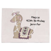 Cute Llama Princess Wearing a Crown Birthday Groot Cadeauzakje (Achterkant)