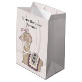 Cute Llama Princess Wearing a Crown Birthday Medium Cadeauzakje (Achterkant Gekanteld)