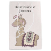 Cute Llama Princess Wearing a Crown Birthday Medium Cadeauzakje (Voorkant)