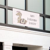 Cute Llama Princess Wearing a Crown Birthday Spandoek (Buitenkant Gebouw)