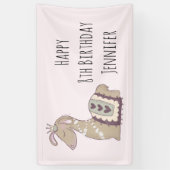 Cute Llama Princess Wearing a Crown Birthday Spandoek (Verticaal)