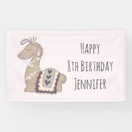 Cute Llama Princess Wearing a Crown Birthday Spandoek