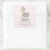 Cute Llama Princess Wearing a Crown Birthday Vierkante Sticker (Tas)