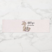 Cute Llama Princess Wearing a Crown Birthday Waterfles Etiket (Enkel label)