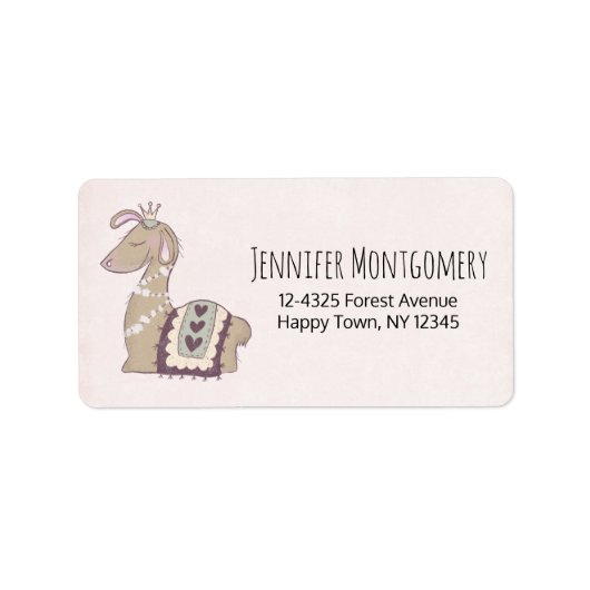 Cute Llama Princess Wearing a Crown Etiket (Voorkant)