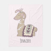 Cute Llama Princess Wearing a Crown Fleece Deken (Voorkant)