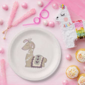 Cute Llama Princess Wearing a Crown Papieren Bordje (Feest)