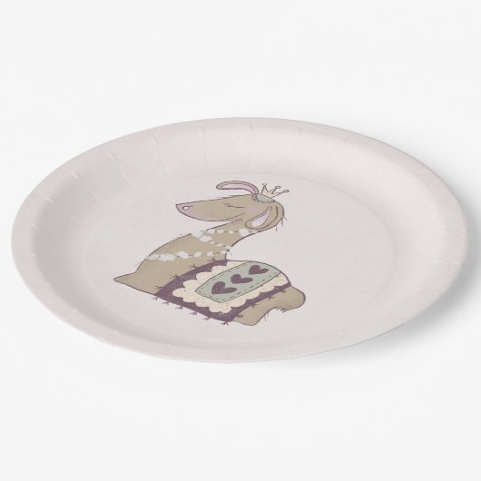 Cute Llama Princess Wearing a Crown Papieren Bordje (Gekanteld)