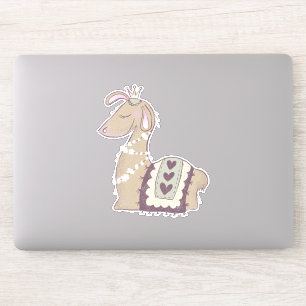 Cute Llama Princess Wearing a Crown Sticker