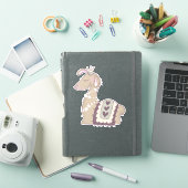 Cute Llama Princess Wearing a Crown Sticker (iPad Cover)