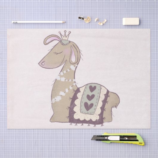 Cute Llama Princess Wearing a Crown Tissuepapier (Craft)