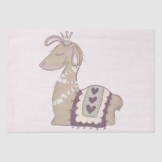 Cute Llama Princess Wearing a Crown Tissuepapier (Voorkant)