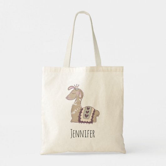 Cute Llama Princess Wearing a Crown Tote Bag (Achterkant)