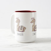 Cute Llama Princess Wearing a Crown Tweekleurige Koffiemok (Voorkant links)