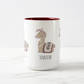 Cute Llama Princess Wearing a Crown Tweekleurige Koffiemok (Center)