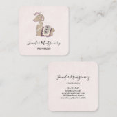 Cute Llama Princess Wearing a Crown Vierkante Visitekaartje (Voorkant / Achterkant)