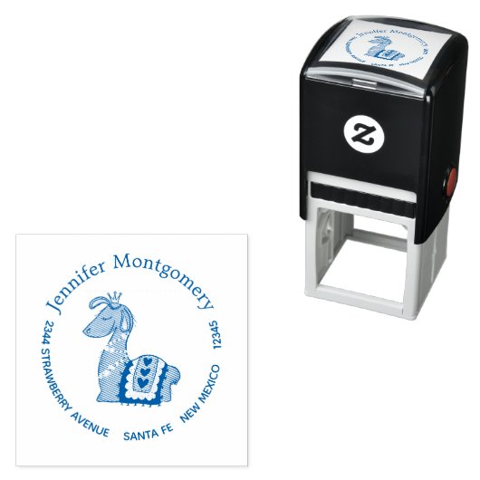 Cute Llama Princess Wearing a Crown Zelfinktende Stempel (In situ)