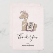 Cute Llama Princess Wearning a Crown Dank u Bedankkaart (Voorkant / Achterkant)