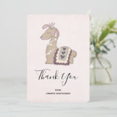 Cute Llama Princess Wearning a Crown Dank u Bedankkaart (Staand voorkant)