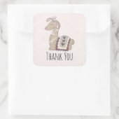 Cute Llama Princess Wearning a Crown Dank u Vierkante Sticker (Tas)
