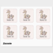 Cute Llama Princess Wearning a Crown Dank u Vierkante Sticker (Vel)