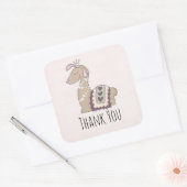 Cute Llama Princess Wearning a Crown Dank u Vierkante Sticker (Envelop)