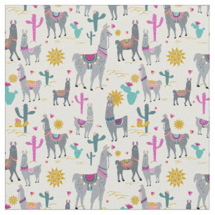 Cute Llama Print Stof
