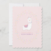 Cute Llama Rainbow Stars Blush First Birthday Kaart (Achterkant)