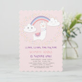 Cute Llama Rainbow Stars Blush First Birthday Kaart (Staand voorkant)