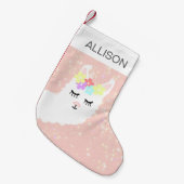Cute Llama roze gepersonaliseerd Kleine Kerstsok (Voorkant (Hangend))