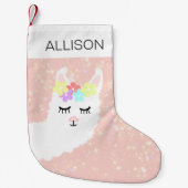 Cute Llama roze gepersonaliseerd Kleine Kerstsok (Voorkant)