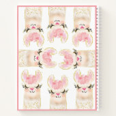 Cute Llama roze Waterverf Notitieboek (Achterkant)