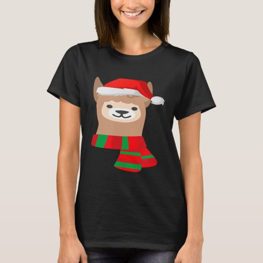 Cute Llama Santa Hat T-shirt (Voorkant)