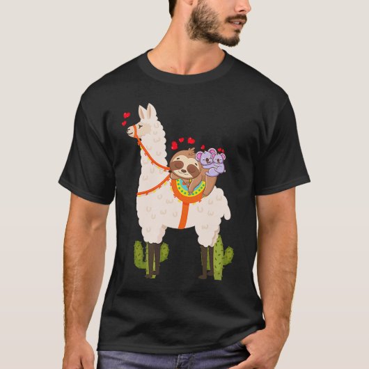 Cute Llama Sloth Koala Valentines Day Mothers Day  T-shirt (Voorkant)