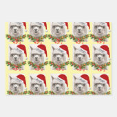 Cute Llama Smile Santa Hat Jouw naam Kerstmis Inpakpapier Vel (Voorkant 3)