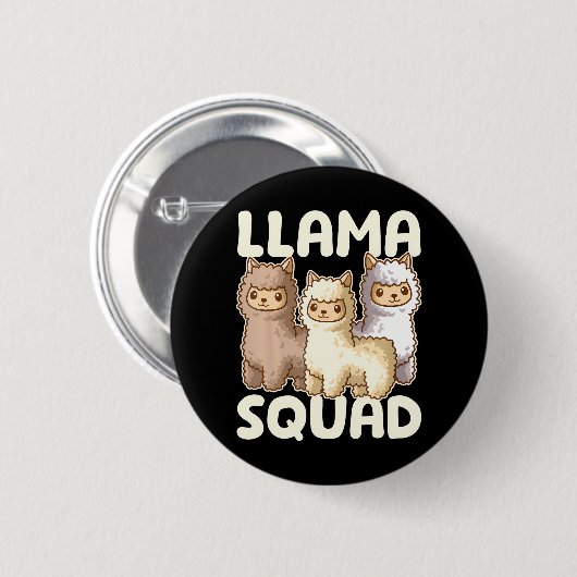 Cute Llama Squad Ronde Button 5,7 Cm (Voorkant /achterkant)
