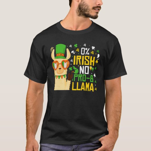 Cute Llama St Patricks Day 0 Irish No Prob Llama I T-shirt (Voorkant)