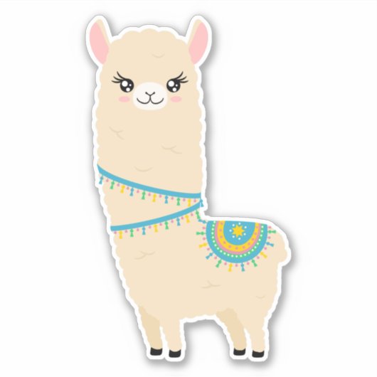Cute Llama Sticker (Voorkant)
